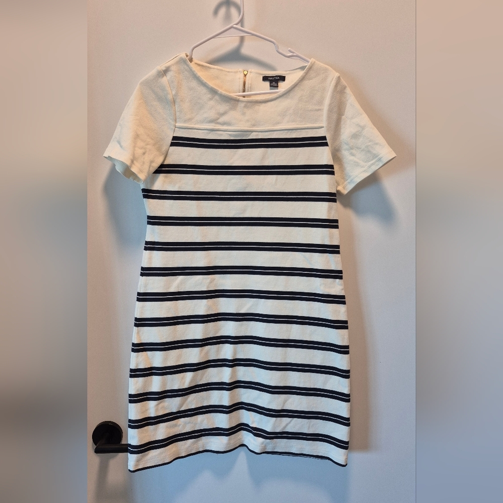 Nautica Navy and White Striped Dress